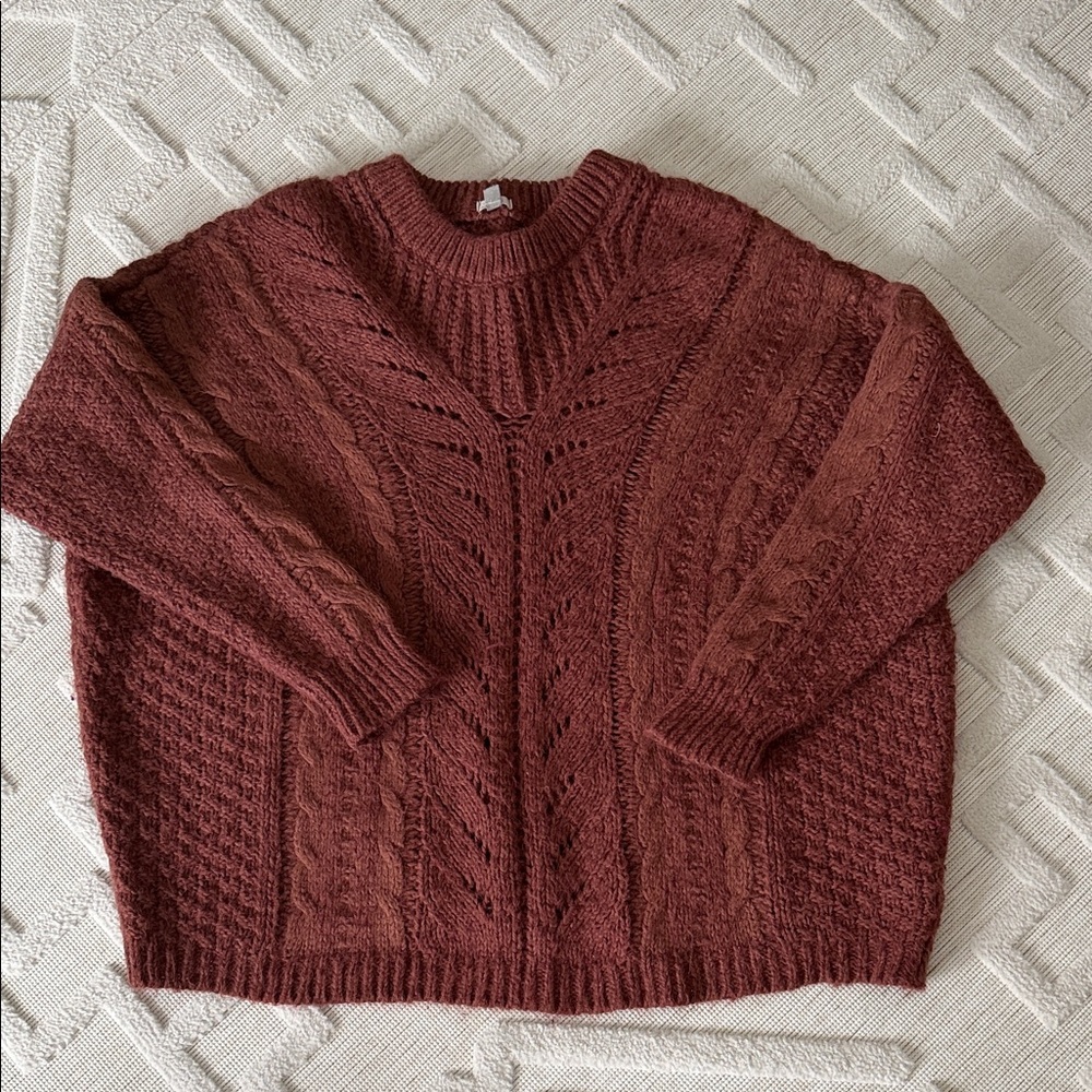 Urban Outfitters Maroon Cable Knit Sweater